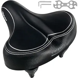 Comfortable Bike Seat: Custom Design, Leather, Red Stitching
